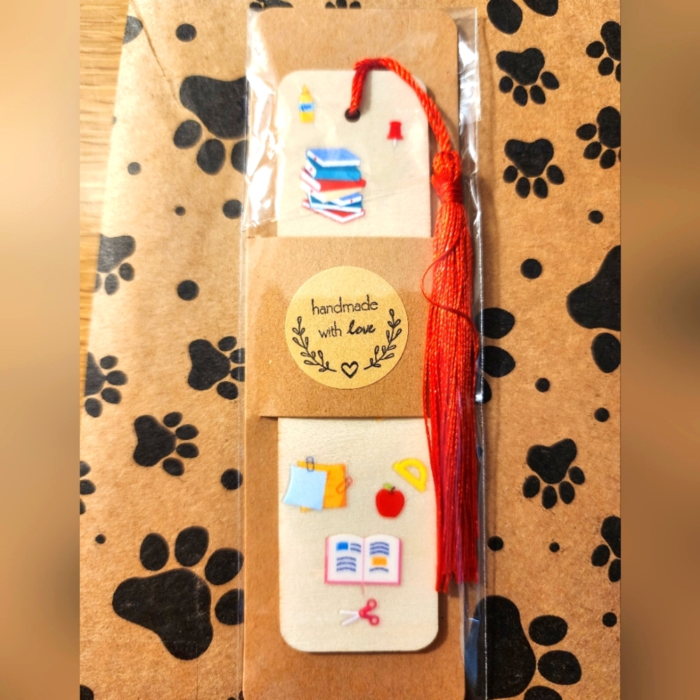 Handmade Bookmark with Red Tassel